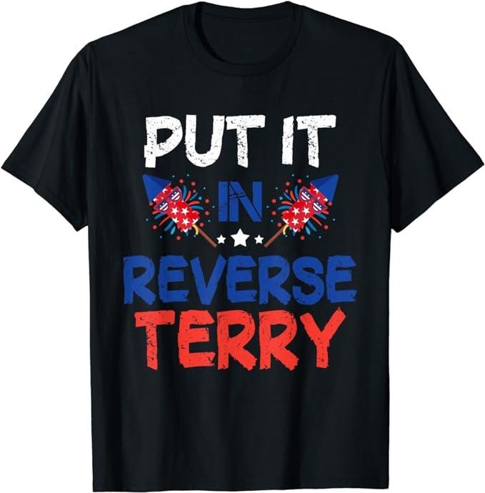Funny 4th of July Shirts For Men, Back Up Terry Put It In Reverse Funny 4th Of July Fireworks T-Shirt Menswear Top Casual Cotton Basic Fashion