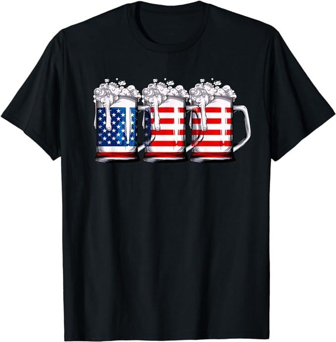 Funny 4th of July Shirts For Men, Beer American Flag 4th of July Men Women Merica Drinking USA T-Shirt Menswear Top Casual Cotton Fashion Unisex
