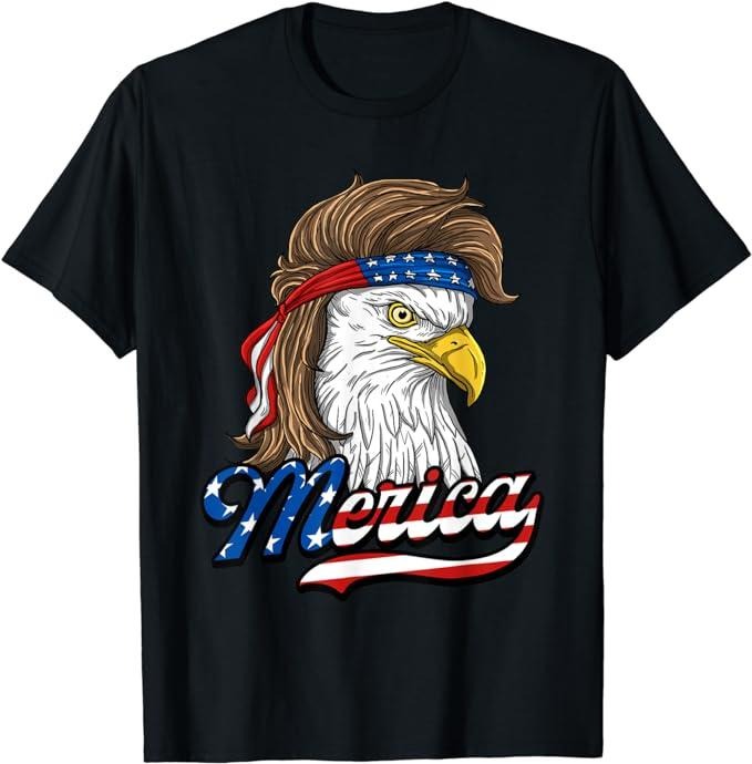 Funny 4th of July Shirts For Men, Merica Patriotic USA Eagle Of Freedom 4th of July T-Shirt Menswear Top Casual Cotton Basic Fashion