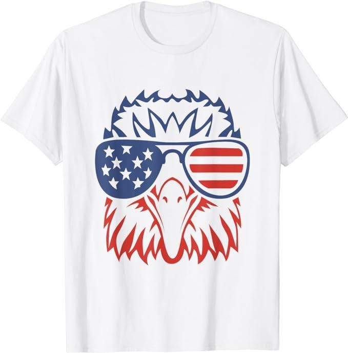 Funny 4th of July Shirts For Men, Patriotic Eagle 4th of July USA American Flag T-Shirt Menswear Top Casual Cotton