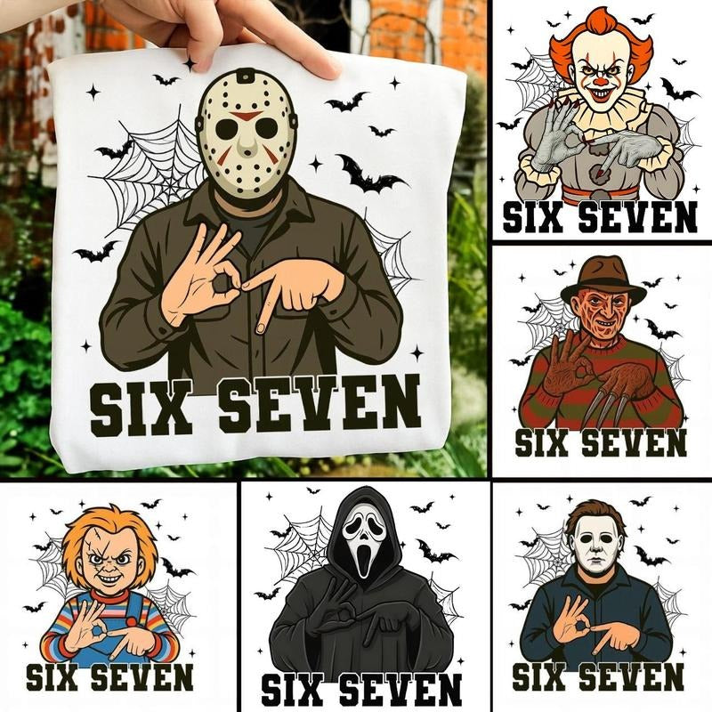 Funny 67 Halloween Characters Bundle Shirt, Six Seven Shirt, Six Seven Meme Pumpkin TShirt, Spooky Season Gift, Halloween Shirt