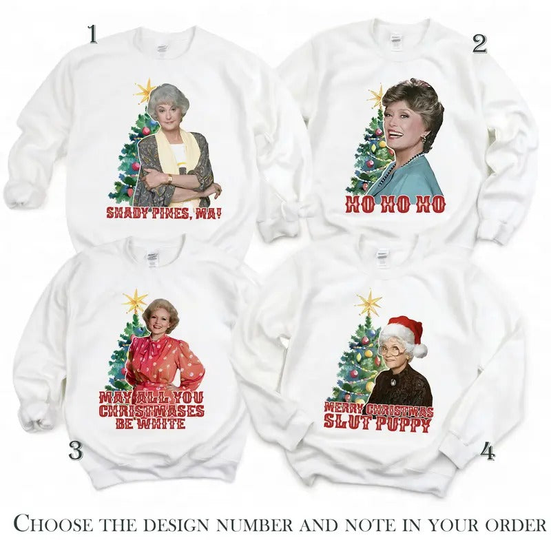Funny 90s Golden Girls Characters Movie Christmas Sweatshirt, Group Family Sweatshirts, The Golden Girls Lover Gift, Stay Golden Shirt