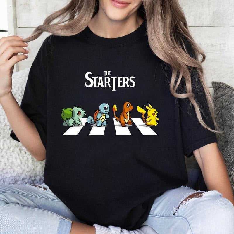 Funny Abbey Road The Starters Pokemon Lover Tshirt Crewneck Hoodie Comfort Cotton
