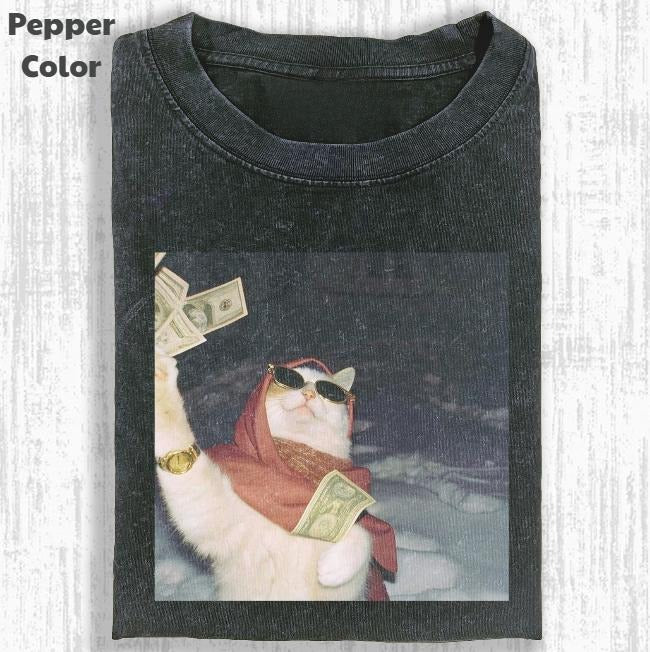 Funny Animal Vintage Graphic Tee, Rich Cats T-Shirt, Stupid Cat Shirt, Unisex Meme Cringe Funny Shirt, Menswear Womenswear Streetwear Cotton Comfort