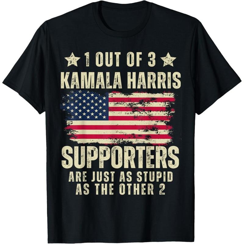 Funny Anti Kamala Harris Stupid Joke American Flag USA Humor T-Shirt made in usa