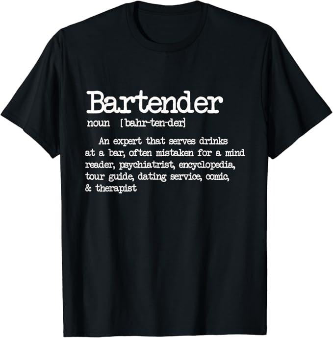 Funny Bar Shirts, Bartender Definition Funny Cocktail Bar Mixologist T-Shirt Menswear Top - Funny Shirts For Night Out Casual Classic