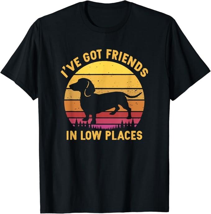 Funny Best Friend Shirts, Gift For Best Friend, I've Got Friends in Low Places Funny Dachshund Apparel T-Shirt Menswear Top Casual Classic