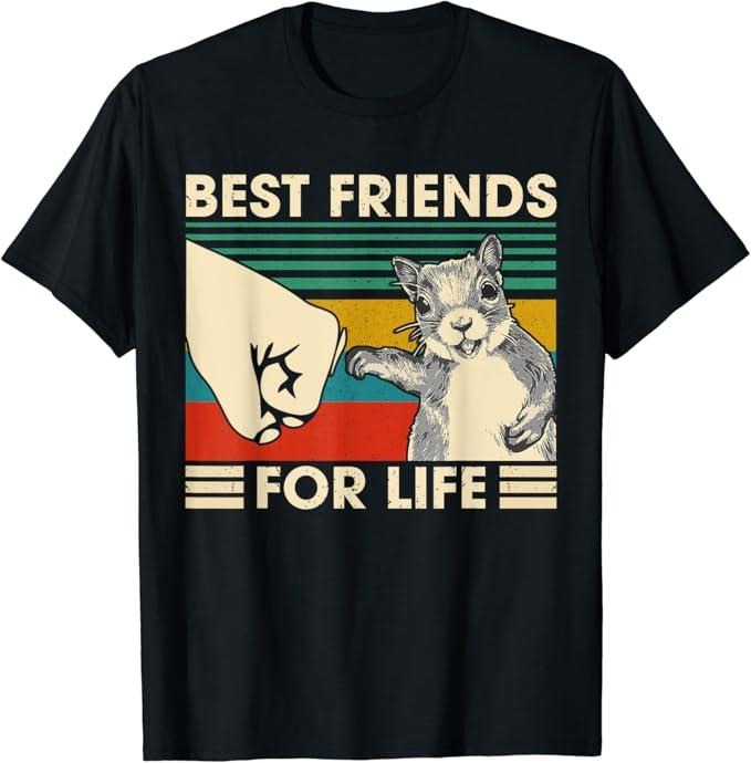 Funny Best Friend Shirts, Gift For Best Friend, Retro Vintage Squirrel Best Friend For Life Fist Bump T-Shirt Menswear Top Casual Classic
