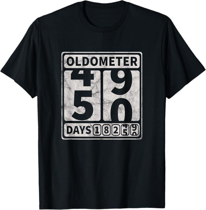 Funny Birthday Shirts, 50th Birthday Gift Funny Oldometer 49-50 T-Shirt - Menswear Top