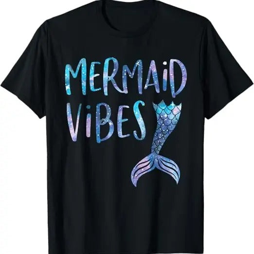 Funny Birthday Shirts, Mermaid Vibes Cute Funny Mermaid Tail Birthday Party T-Shirt - Menswear Top