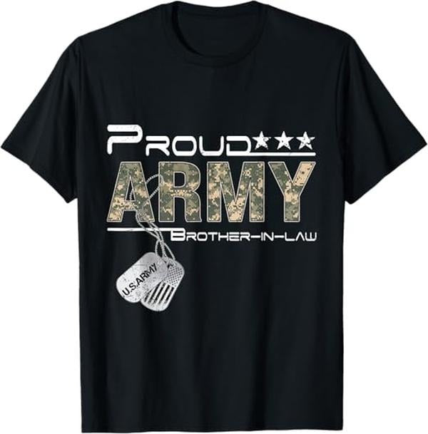 Funny Brother in Law Shirts, Gift For Brother, Proud Army Brother-In-Law US Army Graduation Brother-In-Law T-Shirt - Menswear Top