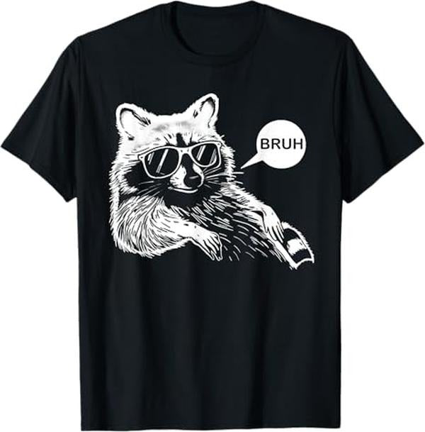 Funny Bruh Shirt, Bruh Raccoon Funny Trash Panda Lover Racoon Meme Slang T-Shirt - Menswear Top Vintage Raccoon