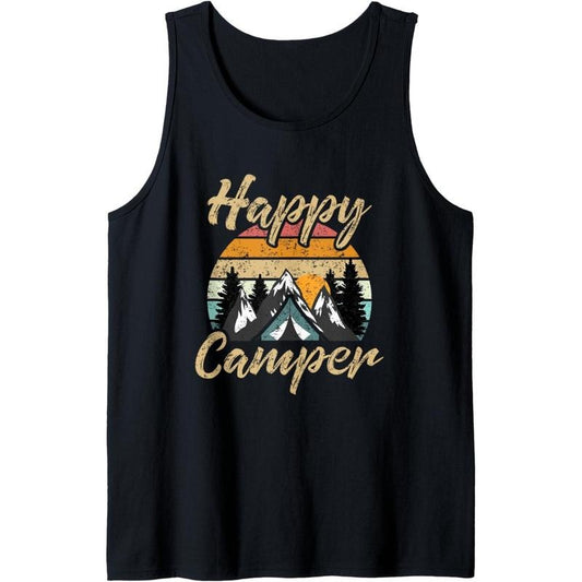 Funny Camping Hiking Lover Present Happy Camper Gift Tank Top Made in USA