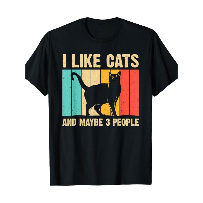 Funny Cat Design Cat Lover For Men Women Animal Introvert T-Shirt100% cotton 220g made in usa