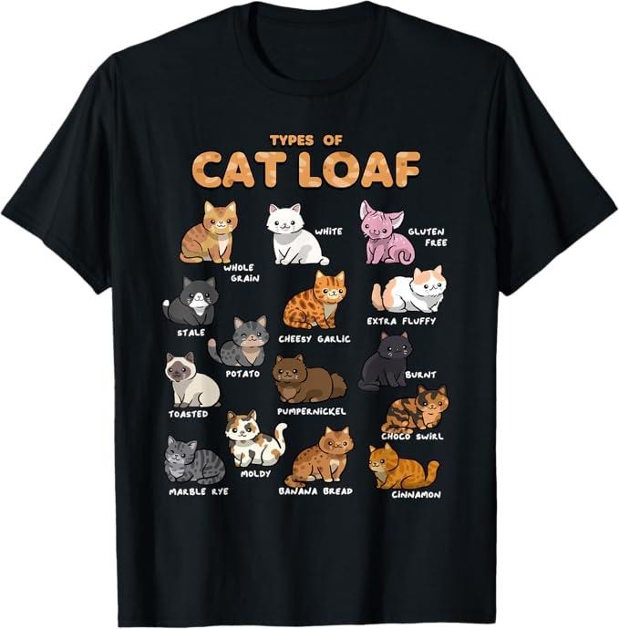 Funny Cat Shirts, Types of Cat Loaf Cute Kitten Kawaii Cats, Cat Lover T-Shirt - Menswear Top