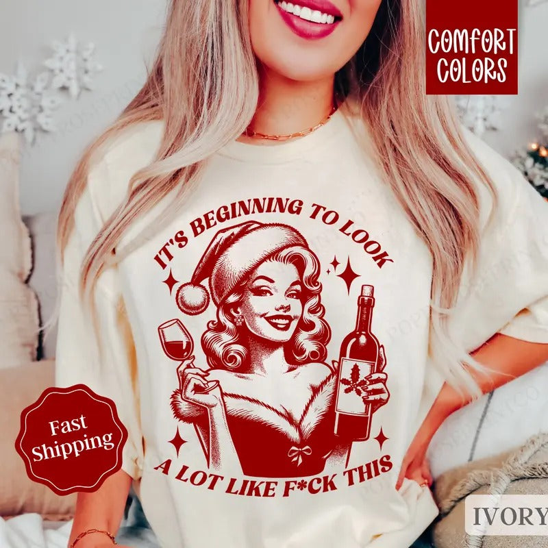 Funny Christmas Shirt Comfort Colors Holiday Tshirt, Women's Holiday Tee