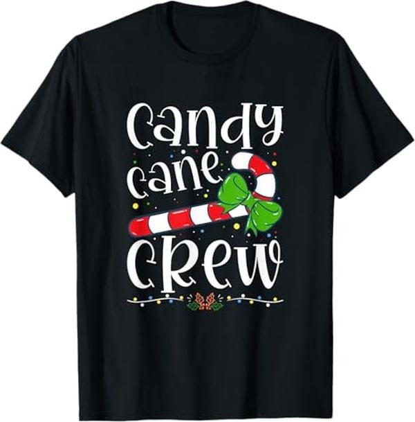 Funny Christmas Shirt, Christmas Gift, Candy Cane Crew Funny Christmas Candy Lover X-mas T-Shirt - Menswear Top
