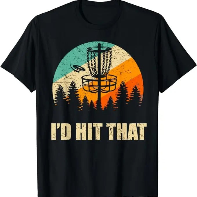 Funny Disc Golf T-Shirt, Gift for Disc Golfers, Retro Disc Golf Sport Shirt, Sunset Vintage Frisbee Golf T-Shirt Menswear Top Underwear