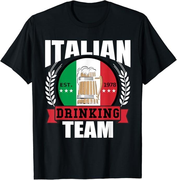 Funny Drinking Shirts, Italian Drinking Team Funny Italy Flag Beer Party Gift Idea T-Shirt Menswear Top | Funny Shirts For Night Out Casual Classic