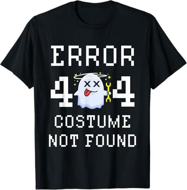 Funny Error 404 Costume Not Found Shirt, Error 404 Costume Not Found Gamer Halloween T-Shirt - Menswear Top