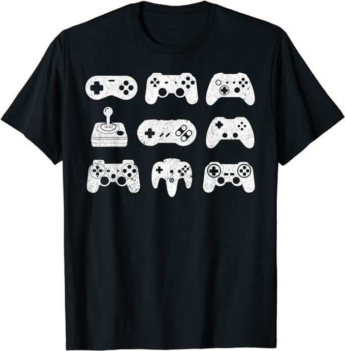 Funny Gamer Shirts, Special Gifts For Gamers, Control all the Things Video Game Controller Gaming Retro T-Shirt Menswear Top Casual Classic