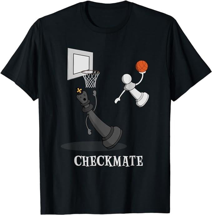 Funny Gamer Shirts, Special Gifts For Gamers, Funny Checkmate Chess Basketball Game Board King Pawn Piece T-Shirt Menswear Casual Classic