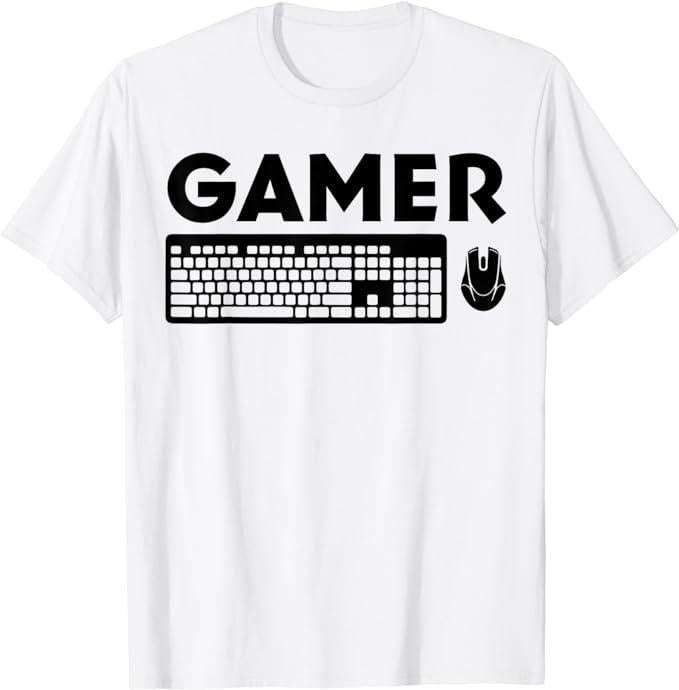 Funny Gamer Shirts, Special Gifts For Gamers, Funny PC Gamer Keyboard Video Computer Gaming Lovers Outfit T-Shirt Menswear Top Casual