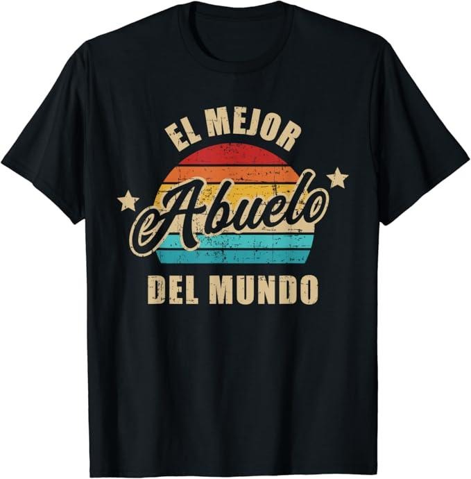 Funny Grandpa Shirt, Gift For Grandfather, El mejor abuelo del mundo vintage retro T-Shirt Menswear Casual Cotton Top