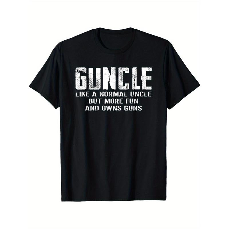 Funny Guncle Men's Black Cotton T-Shirt | Like Normal Uncle, More Fun Graphic Tee, Gun Owner Humor, Casual Wear, Unique Gift Idea made in usa