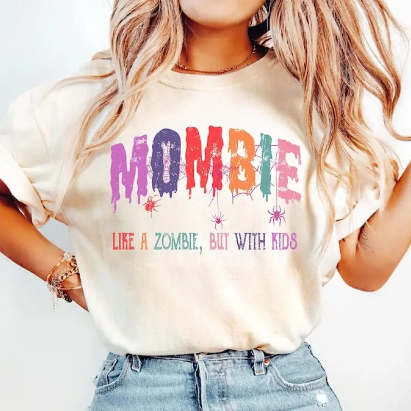 Funny Halloween Shirt for Mom T-shirt Halloween T Shirt for Halloween Mombie shirt Gift for Mom who loves Halloween and Moms