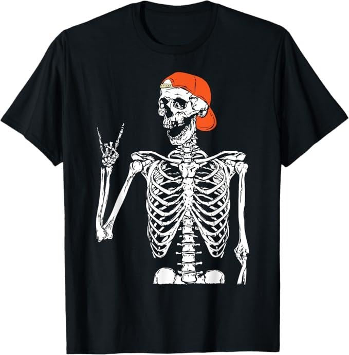 Funny Halloween Shirts For Men, Rocker Skeleton Hand Rock On Costume Funny Halloween Gifts T-Shirt Menswear - Available from size S to 5XL