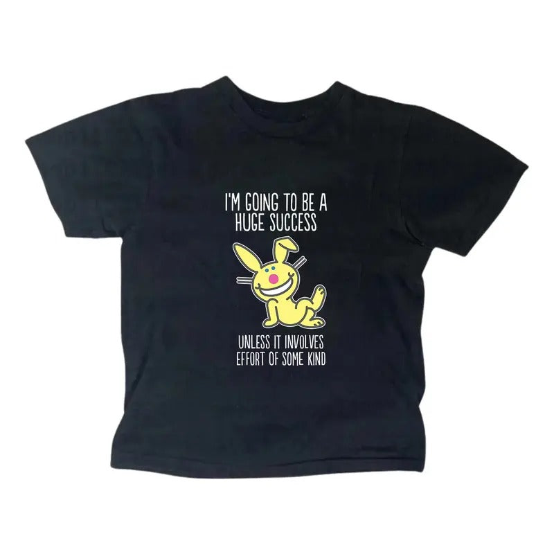 Funny Happy Bunny Baby Tee, Y2k Top Women Streetwear, Gothic Emo Girl Top, Scene Clothing 2000s, Casual Cotton Short Sleeve, Gift For Girlfriend