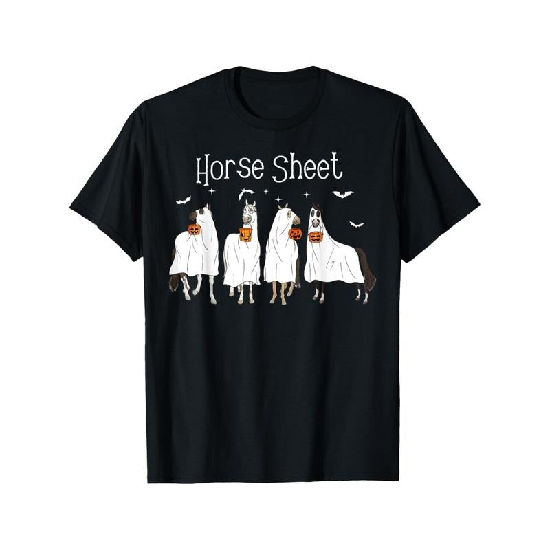 Funny Horse This is Boo Sheet Ghost Boo Halloween Outfit T-Shirt Summer Comfortable Casual Short Sleeve T-Shirt made in usa