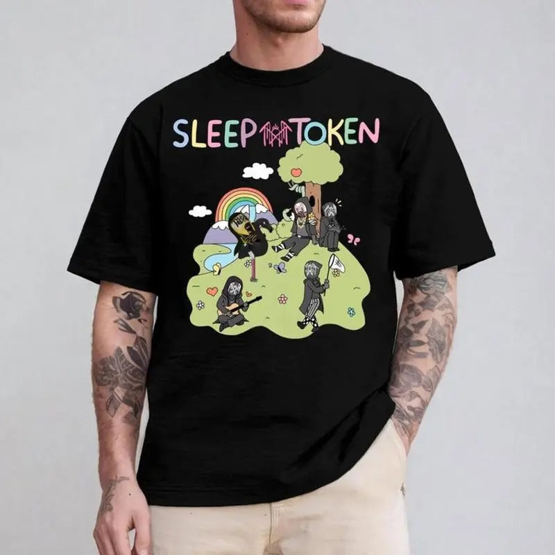 Funny Meme Mask Sleep Token Flamingo Band Tee, The Even In Arcadia, Concert Tour 2025 Tee, Unisex Short Sleeve Tee