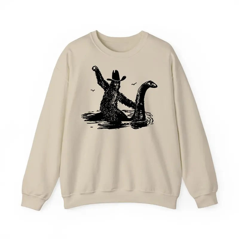 Funny Meme Shirt, Bigfoot Sweatshirt, Hilarious Loch Ness Monster Sweatshirt, Really Vintage Graphic Design, Retro Novelty Humorous Merch Gift
