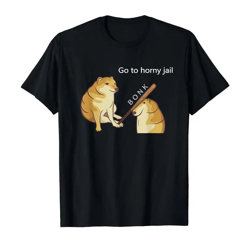 Funny Meme Shirt, Go to Horny Jail - Cheems Doge Meme T-Shirt Casual Classic