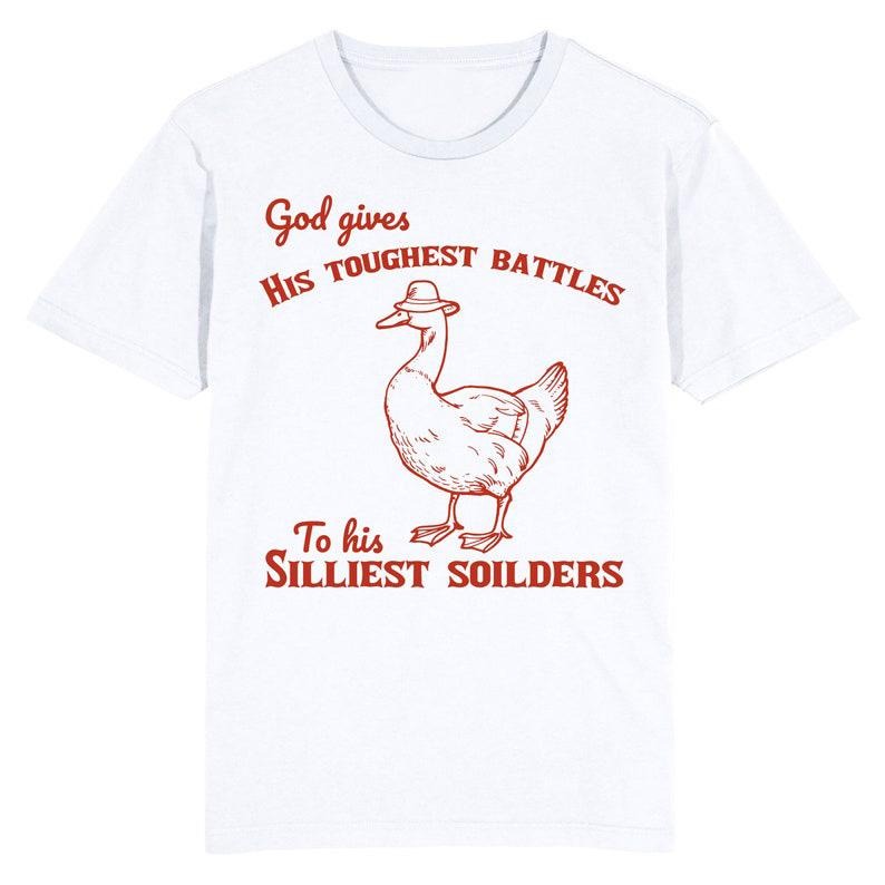 Funny Meme Shirt, Silly Duck, Silly soldiers, does he Tee, Gift Unisex T-Shirt