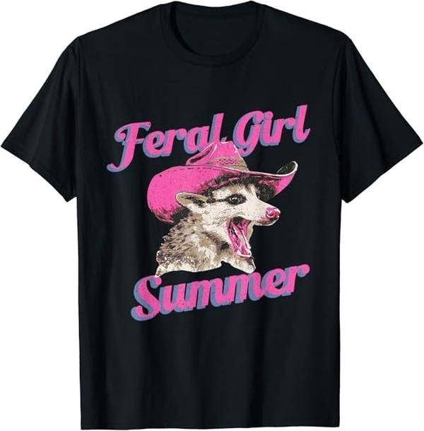 Funny Meme Shirts For Men, Feral Girl Summer Retro Possum Funny Meme T-Shirt Menswear Top