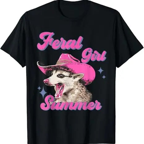 Funny Meme Shirts For Men, Feral Girl Summer Retro Possum Funny Meme T-Shirt Menswear Topstyle{n002}2