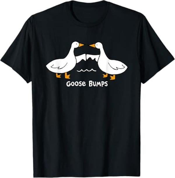 Funny Meme Shirts For Men, Goose Bumps Funny Meme Animal Silly Goose Vintage T-Shirt Menswear Top