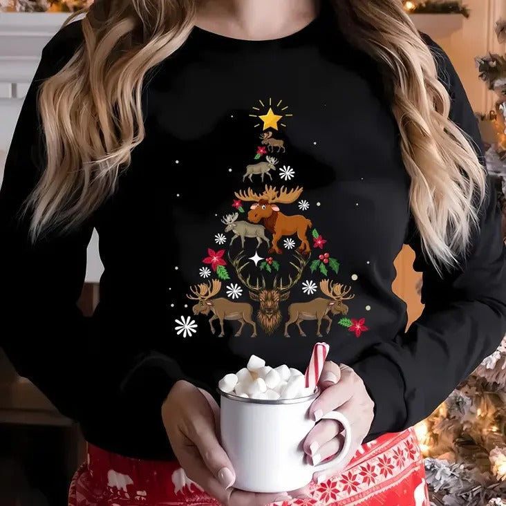 Funny Moose christmas tree shirt,Moose Christmas Sweatshirt, Moose Loves Sweater, Moose Reindeer Shirt, Moose Shirt Christmas, Festive Season, Christmas Clothes, Christmas Season, Christmas Vibes, Christmas Tree