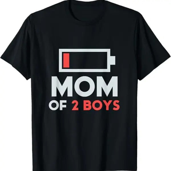 Funny Mother Shirts, Gift For Mom, Mom of 2 Boys Gift from Son Mothers Day Birthday Women T-Shirt - Menswear Top
