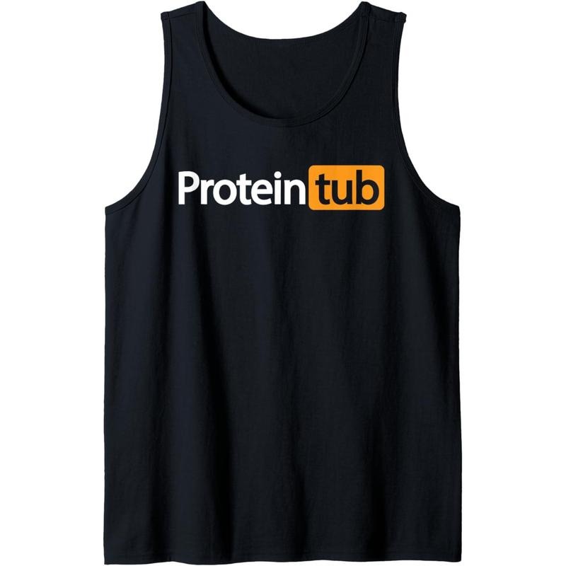 Funny Protein Tub Fun Adult Humor Joke Workout Fitness Gym Tank Top Made in USA