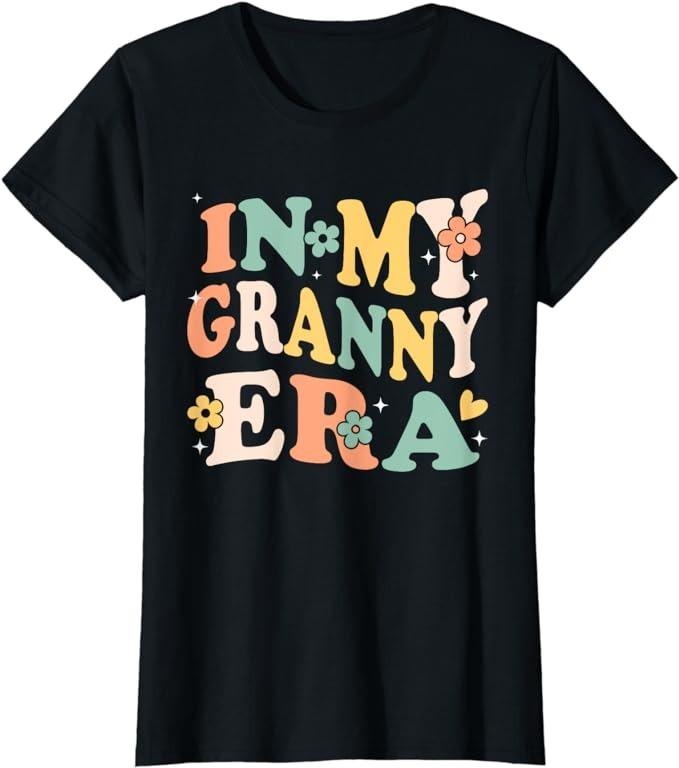 Funny Sarcastic Shirts For Women, In My Granny Era Funny Sarcastic Groovy Retro Mothers Day T-Shirt Womenswear Casual Cotton