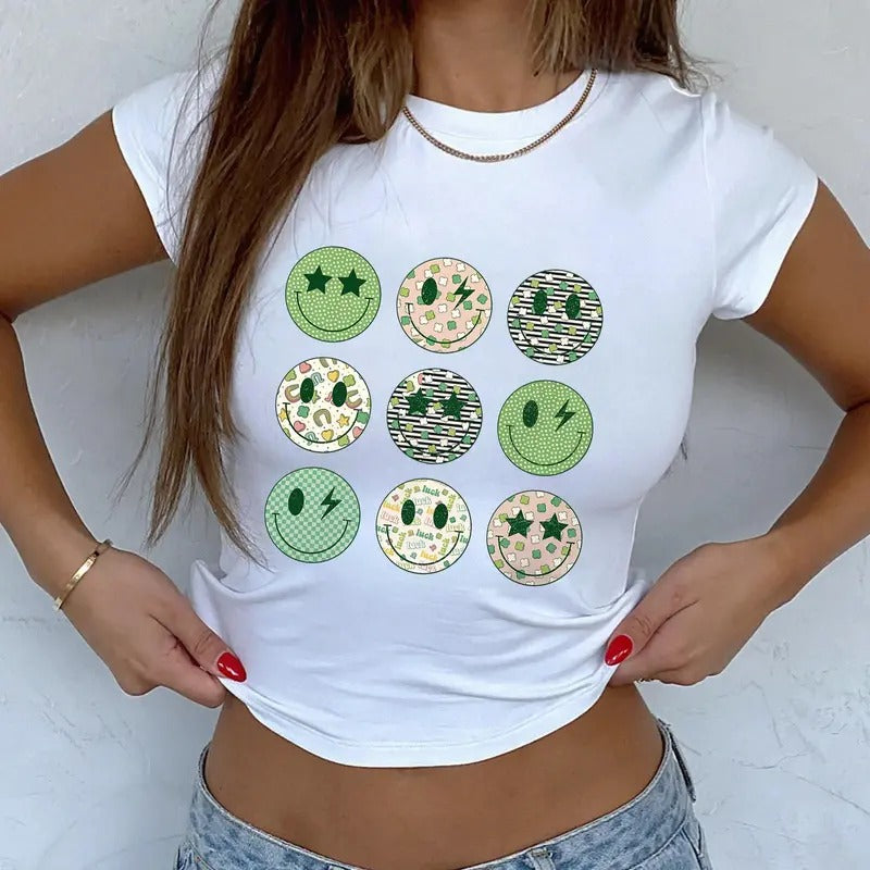 Funny St Patrick_s Day Baby Tee, Happy Face Baby Tee, St Patrick_s Baby Tee, Retro St Patrick_s Day