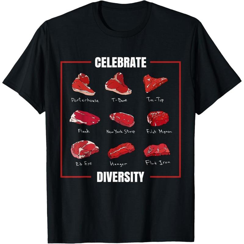 Funny Steak Shirt Celebrate Diversity Types of Steak Lovers T-Shirt made in usa