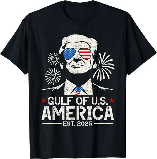 Funny Trump Gulf Of USA America 2025 Happy 4th Of July Trump T-Shirt | Unisex Cotton Tee Gift, Crewneck, Short Sleeve