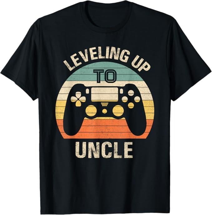 Funny Uncle Shirts, Gifts For Uncle, Leveling Up To Uncle 2024 Funny Video Gamer Vintage T-Shirt - Menswear Casual Cotton