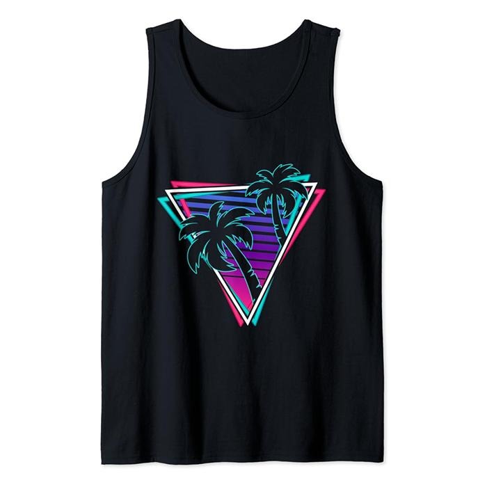 Funny Vacation Tank Top, Summer Night Tropical Beach Coco Palm Sunset Vacation Tank Top Unisex Casual Classic