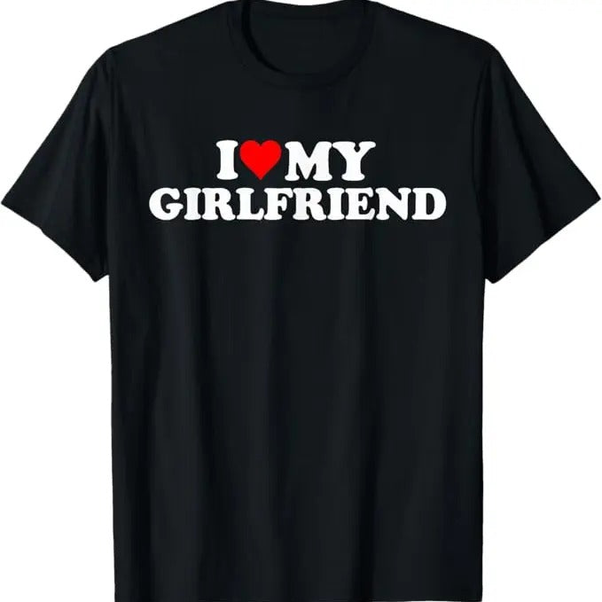 Funny Valentine Shirt, Best Gifts for Girlfriends, I Love My Hot Girlfriend I Heart My Hot Girlfriend Funny T-Shirt - Menswear Top